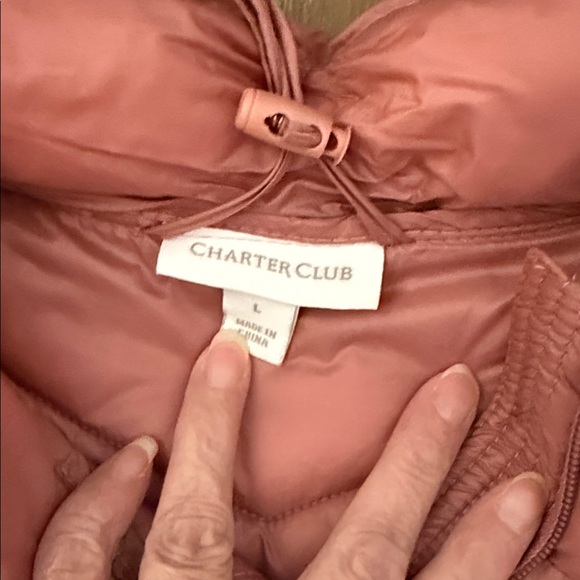 Charter Club Blush Puffer Vest with detachable hoodie and travel bag - Picture 2 of 12